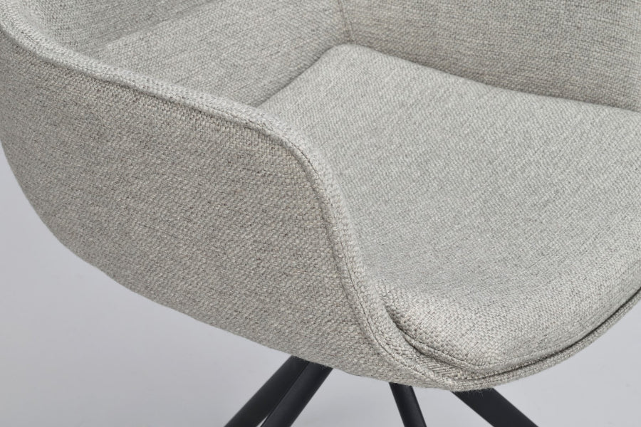 LOWELL Set of 2 Grey Swivel Armchairs