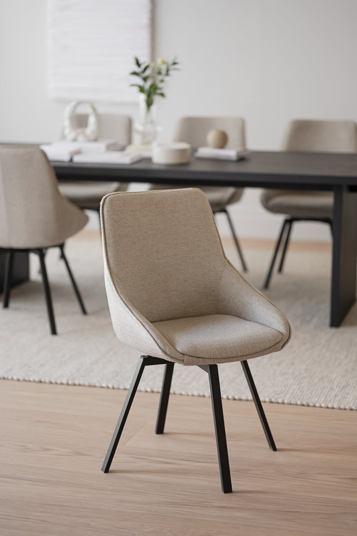 ALISON Swivel Beige Set of 2 Chairs