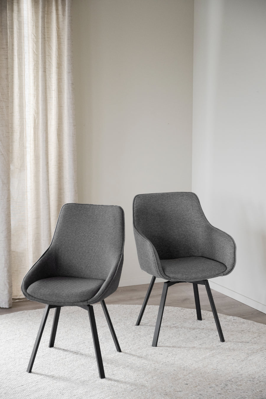 ALISON Swivel Grey Set of 2 Chairs