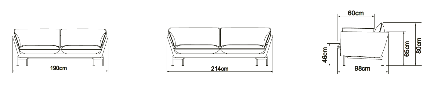 HASLE LUX Canapea 3 locuri 215CM