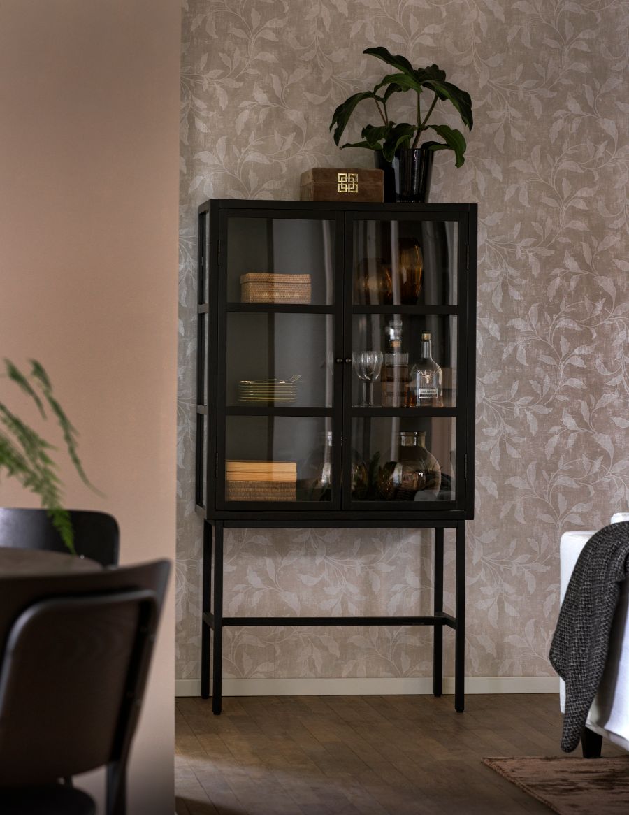 MARSHALLE Black Glass Cabinet 85CM