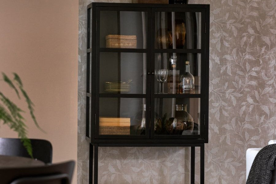 MARSHALLE Black Glass Cabinet 85CM