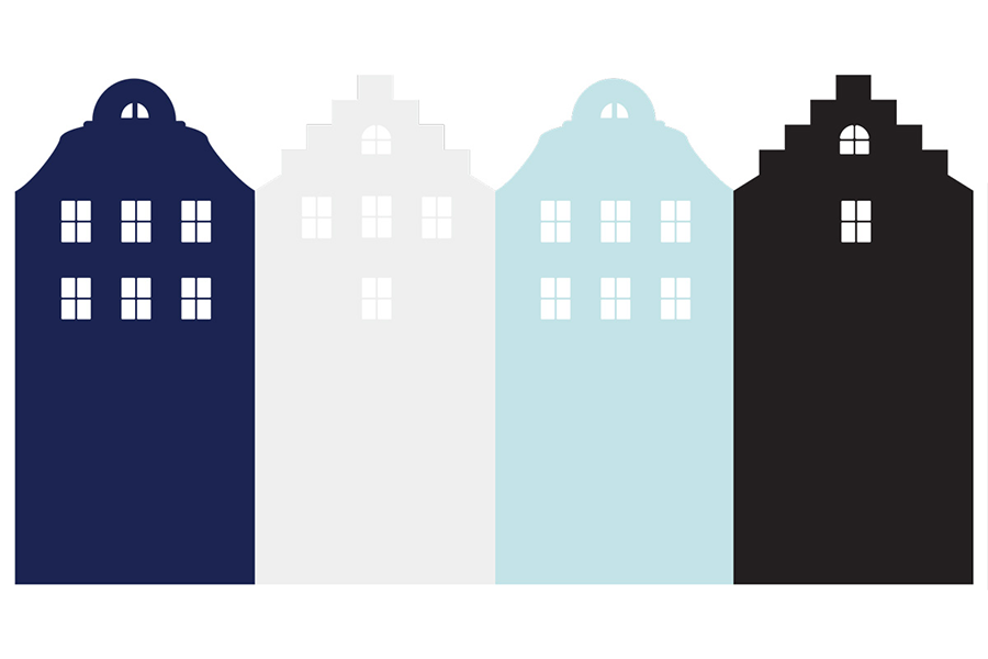 PASTEL NAVY BLUE AMSTERDAM Wallsticker Behind the Bed