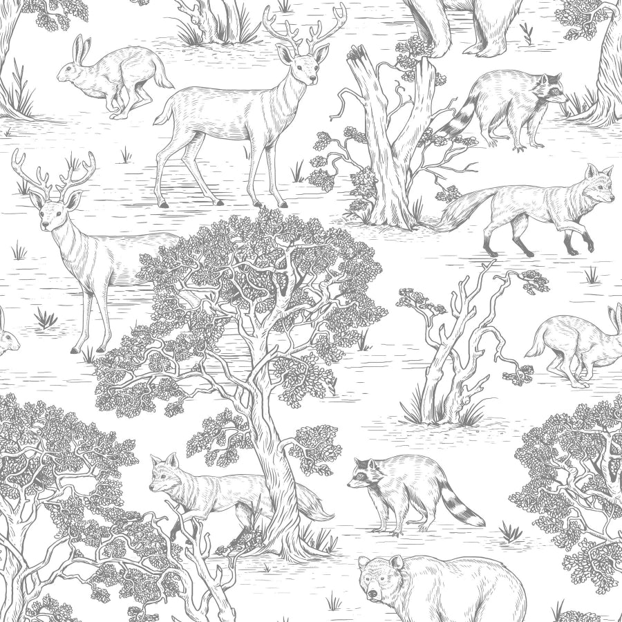ANIMALS On White Wallpaper