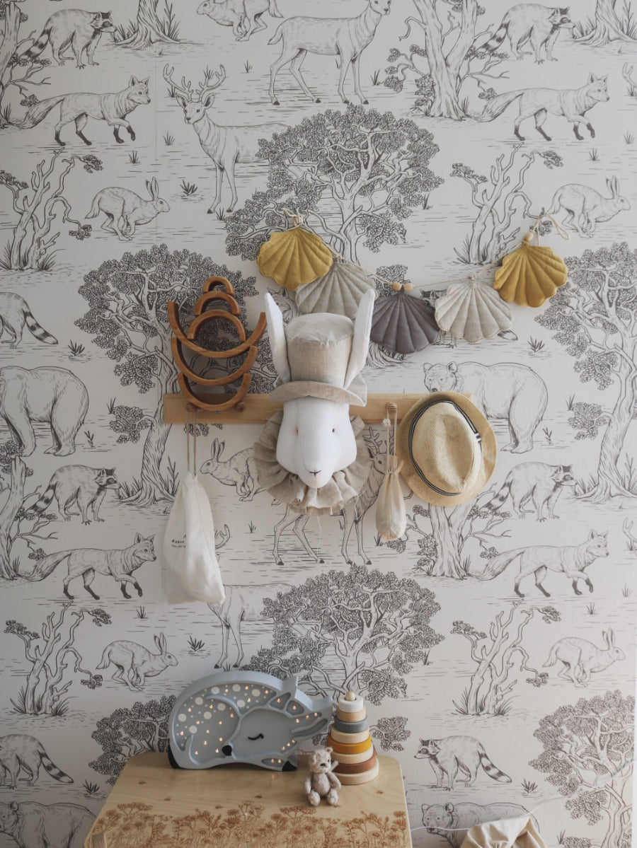 ANIMALS On White Wallpaper