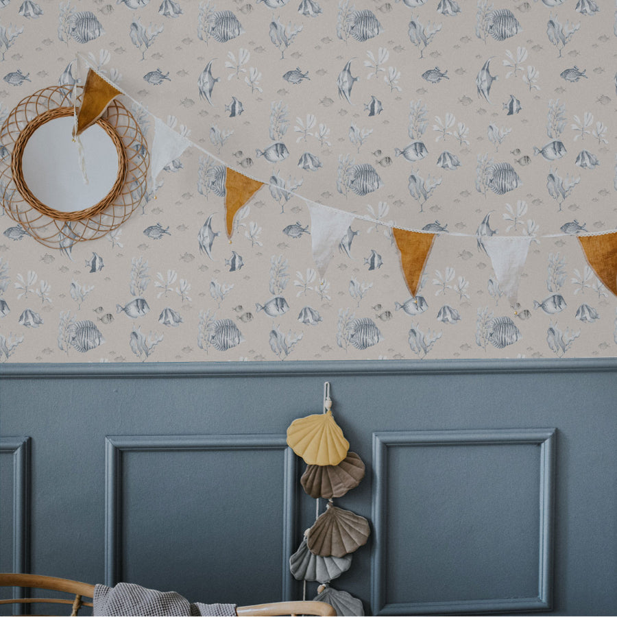 Imagini de fundal pește albastru și alb bej