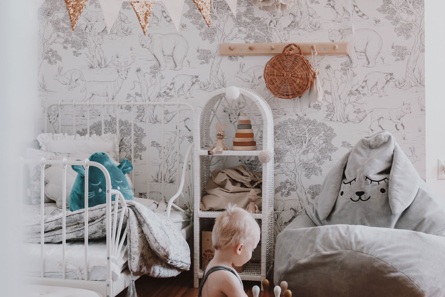 ANIMALS WHITE Wallpaper 100x280CM