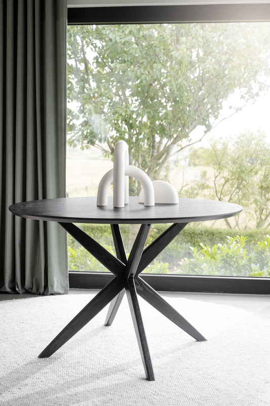 CALVERTON Round Black Table Ø120 CM