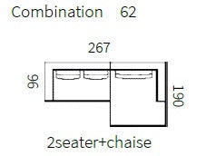 CALINA 2 Seater & Chaise 267 CM