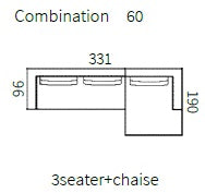 CALINA 3 Seater & Chaise 331 CM