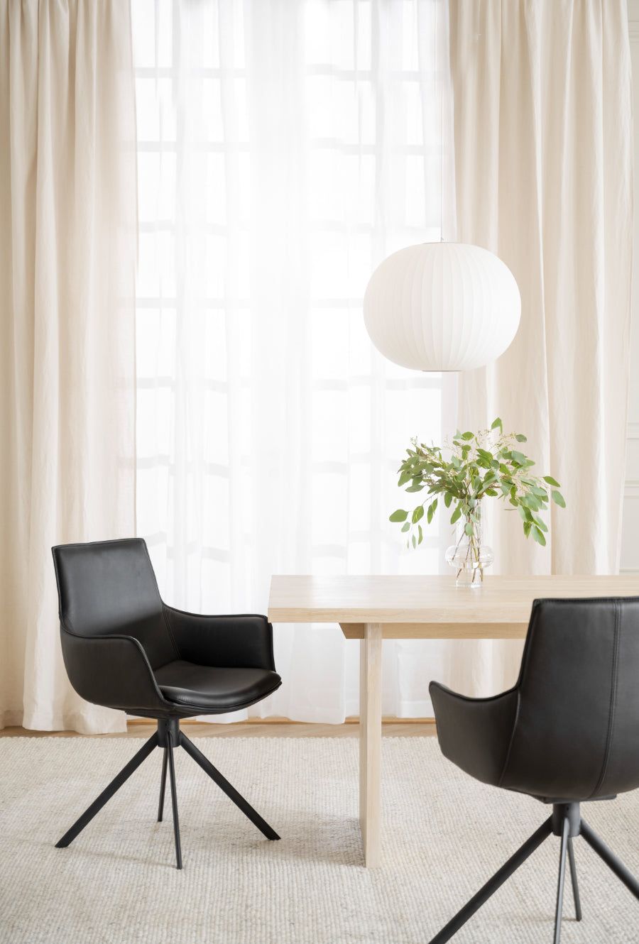 LOWELL Set of 2 Leather Swivel Armchairs