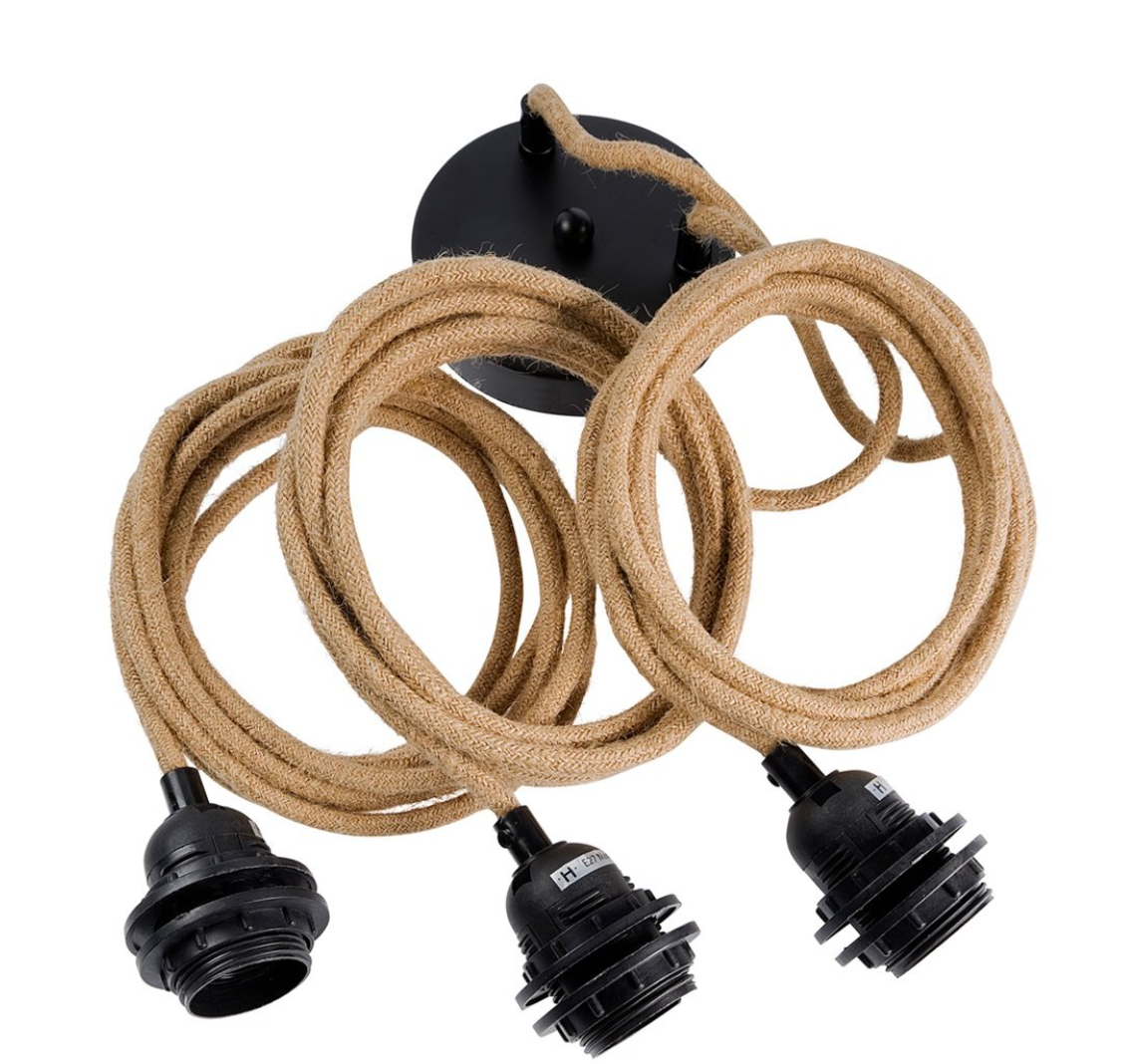 Natural and black cordset 3 bulbs