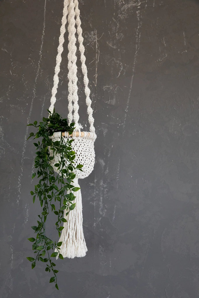 Suport pentru plante Macrame TWISTED - Alb