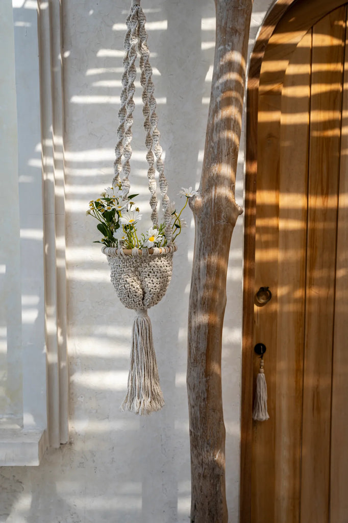 Suport pentru plante Macrame TWISTED - Alb