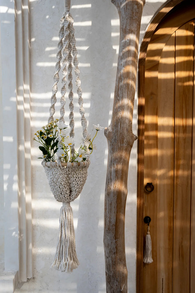 Suport pentru plante Macrame TWISTED - Alb