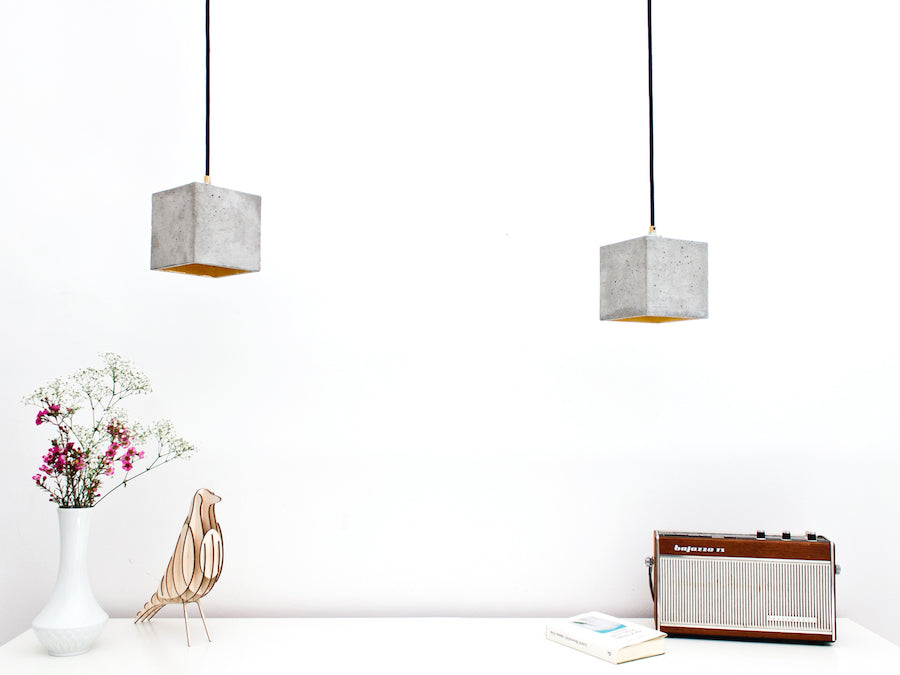 [B1] Pendant Light Grey Cubic