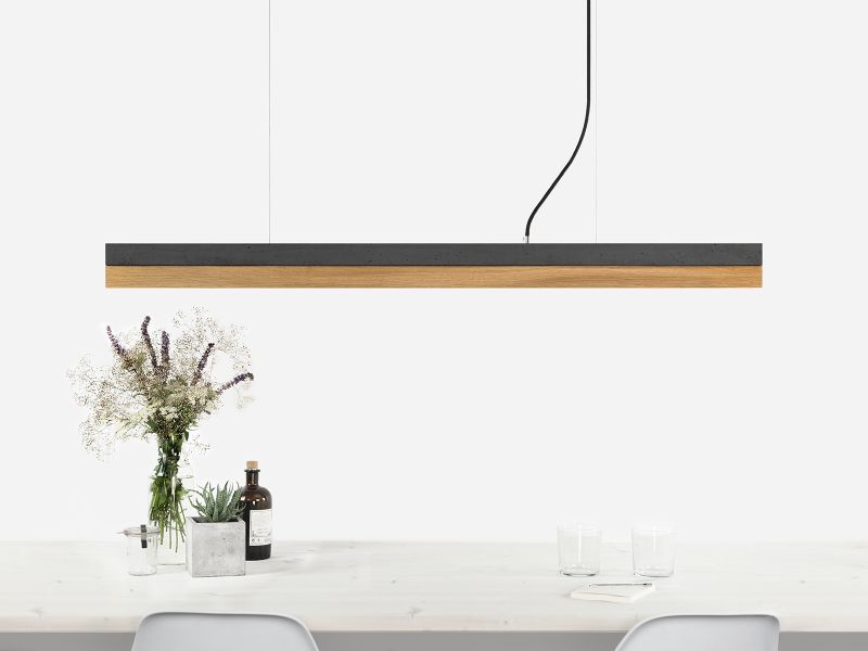 [C1] Concrete & Oak Pendant Light 122CM