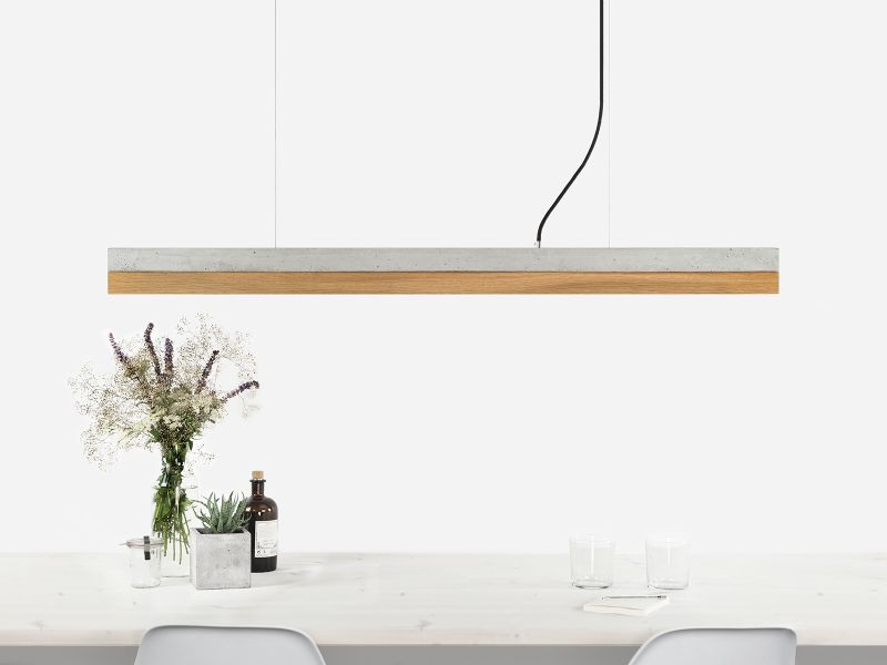 [C1] Concrete & Oak Pendant Light 122CM