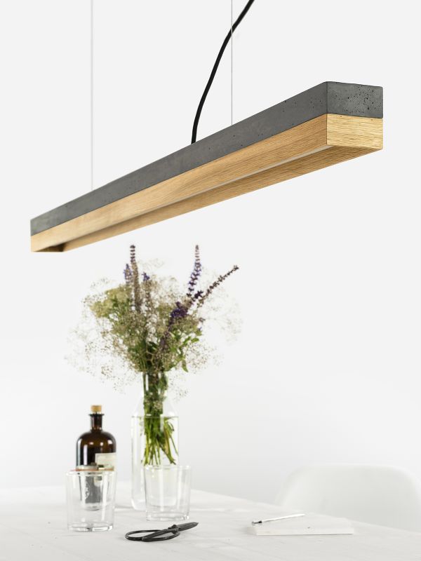 [C1] Concrete & Oak Pendant Light 122CM