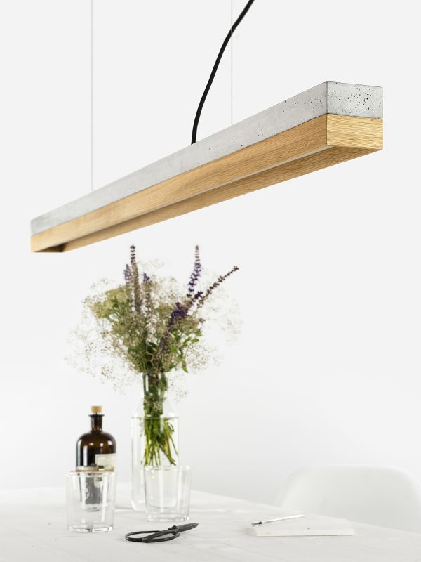 [C1] Concrete & Oak Pendant Light 122CM