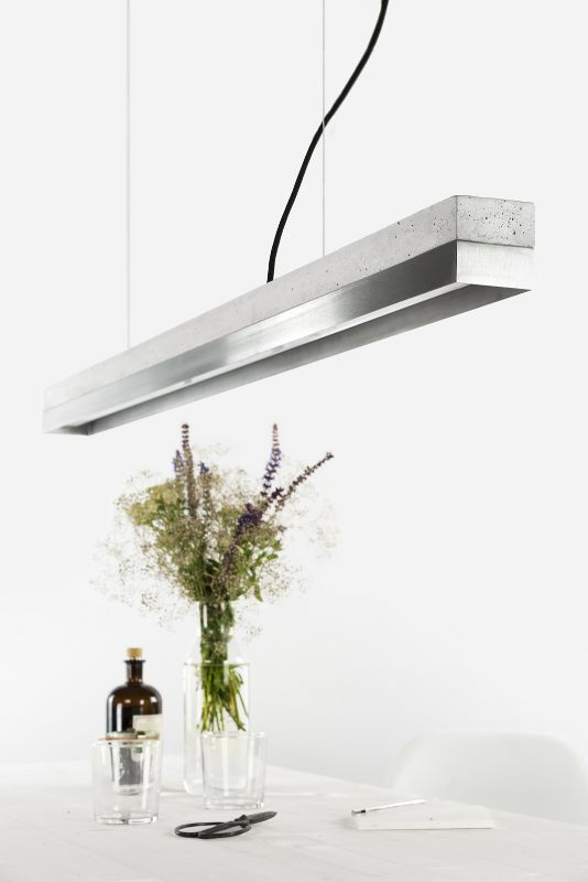 [C1] Concrete & Stainless Steel Pendant Light 122CM