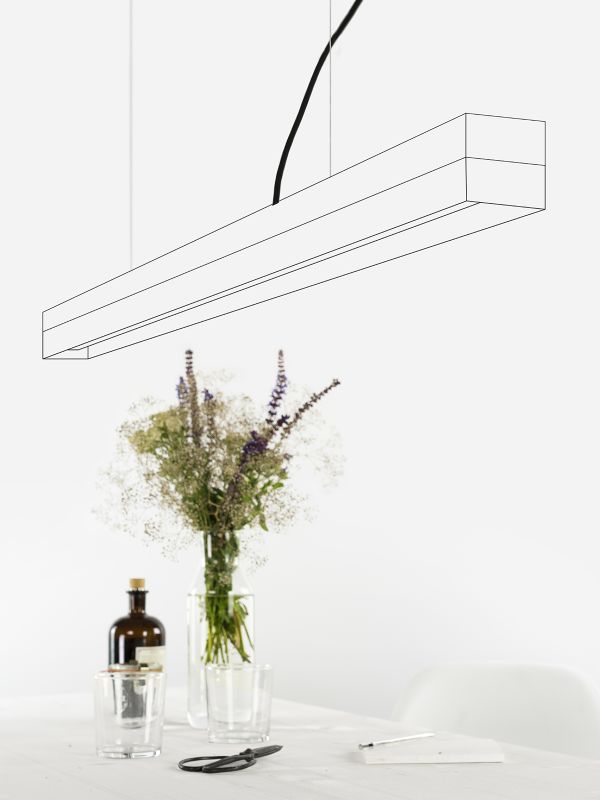 [C1] Concrete & Oak Pendant Light 122CM