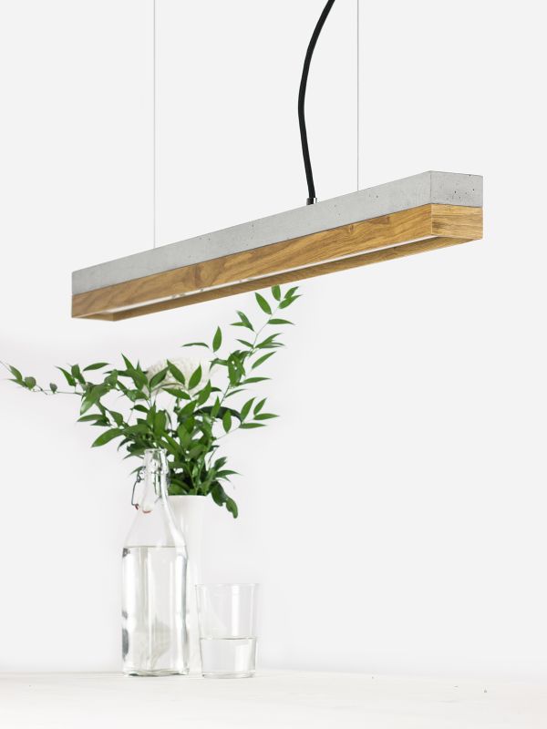 [C2] Concrete & Oak Pendant 92CM