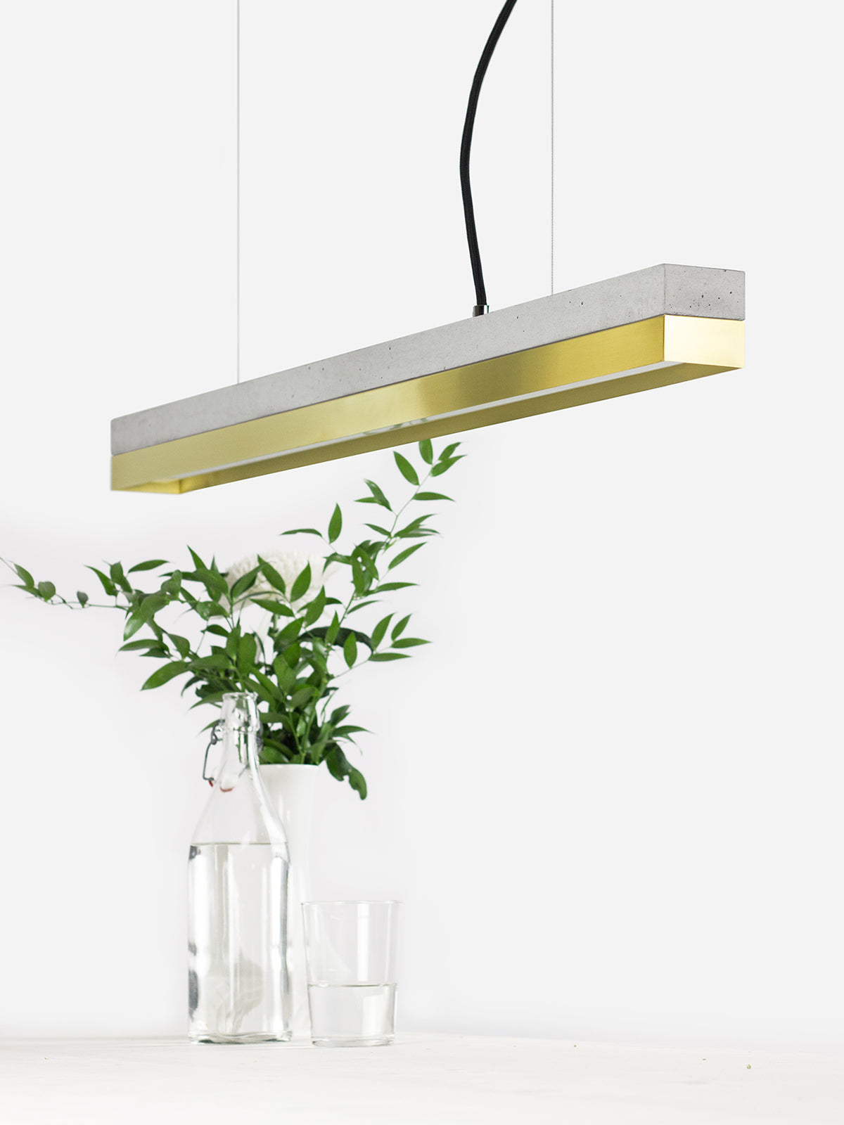 [C2] Concrete & Brass LED Small Pendant 92CM