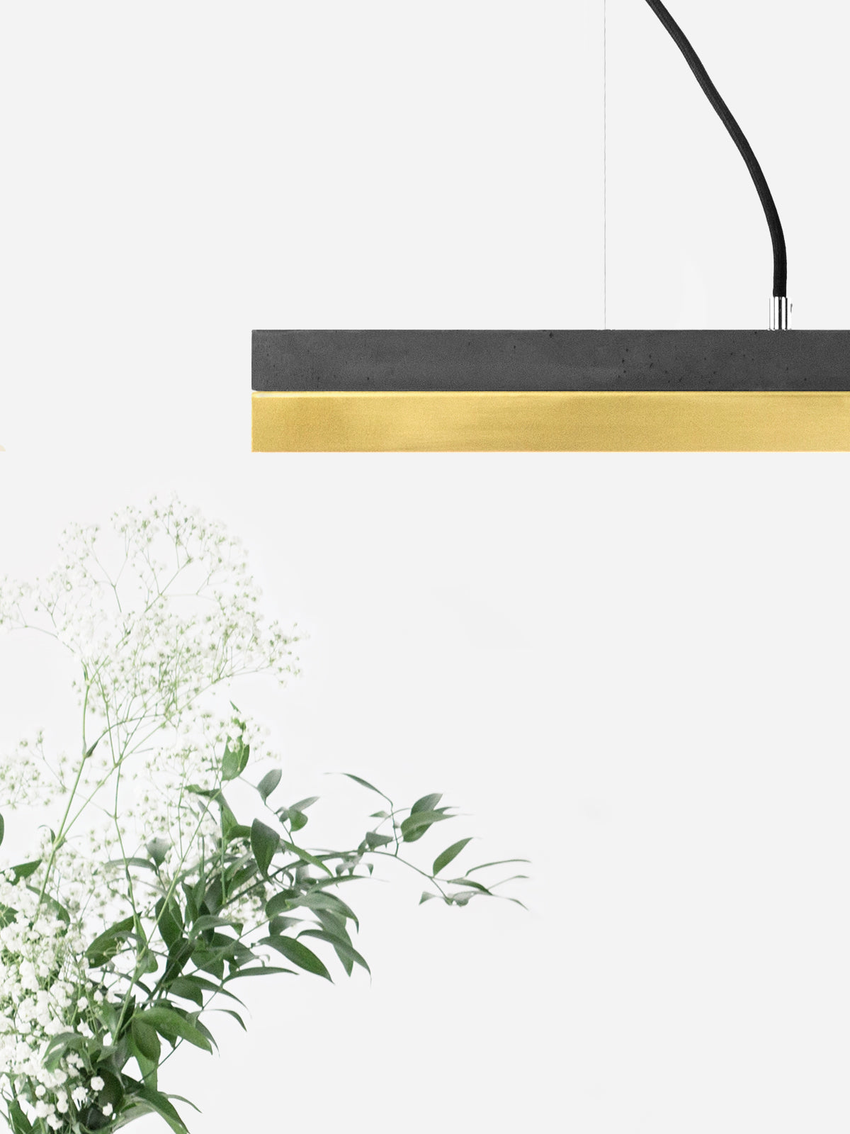 [C2] Concrete & Brass LED Small Pendant 92CM