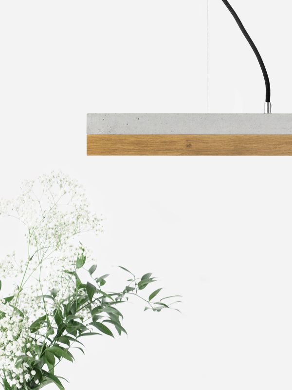 [C2] Concrete & Oak Pendant 92CM