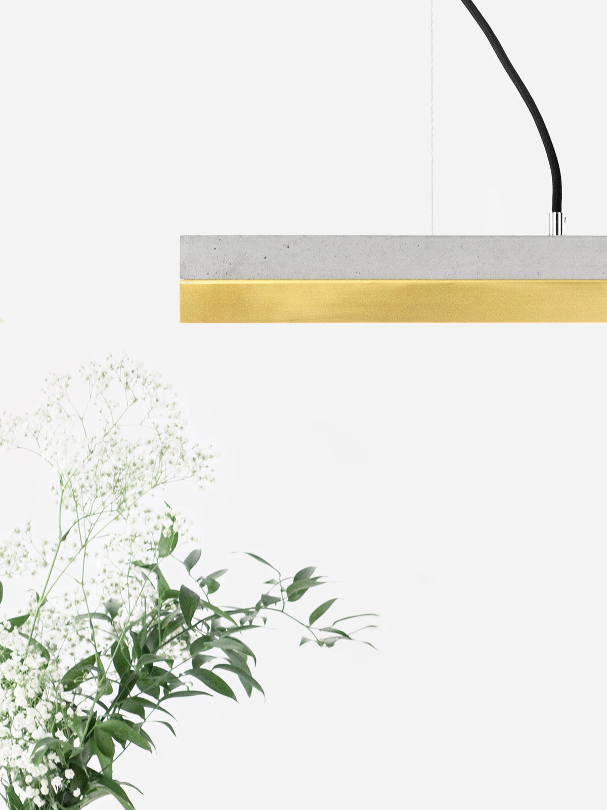 [C2] Concrete & Brass LED Small Pendant 92CM