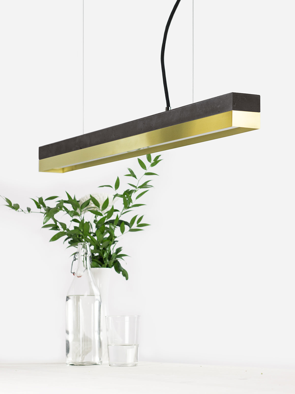 [C2] Concrete & Brass LED Small Pendant 92CM