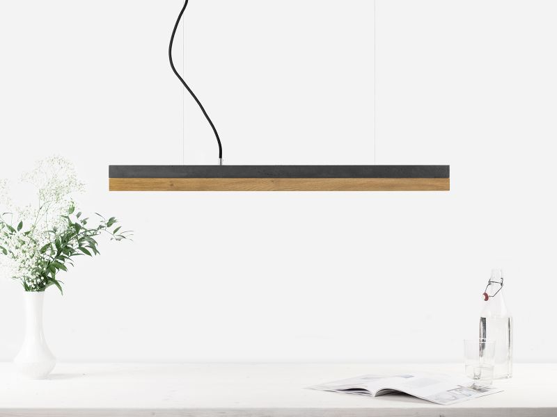 [C2] Concrete & Oak Pendant 92CM