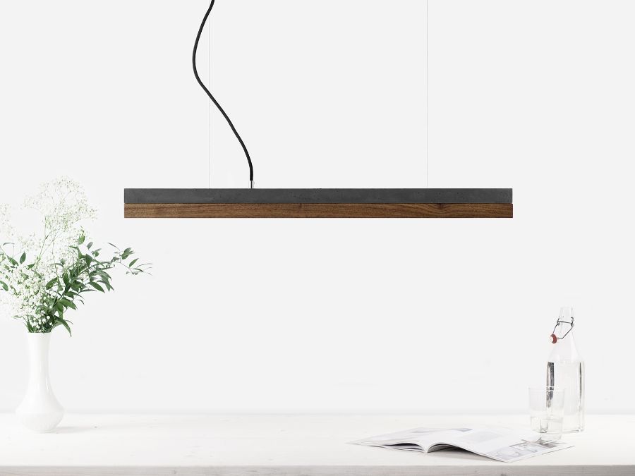 [C2] Concrete & Walnut Pendant 92CM