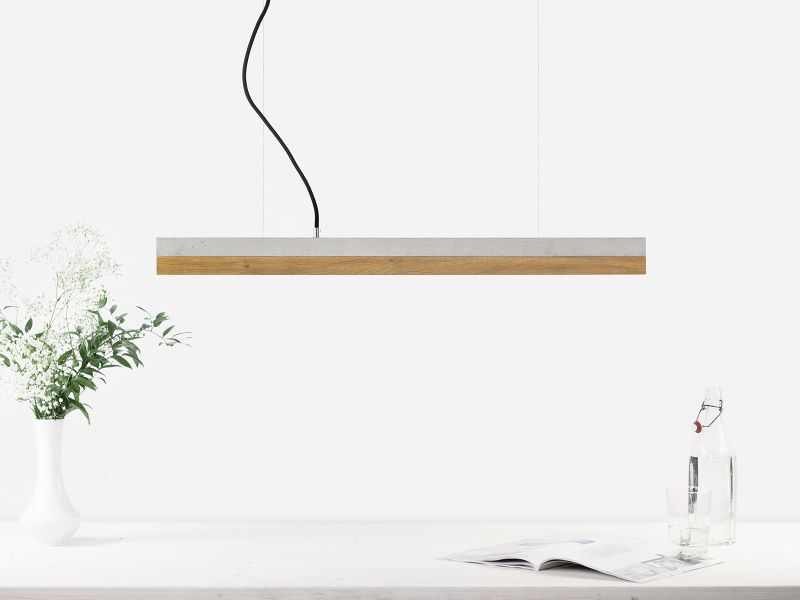 [C2] Concrete & Oak Pendant 92CM