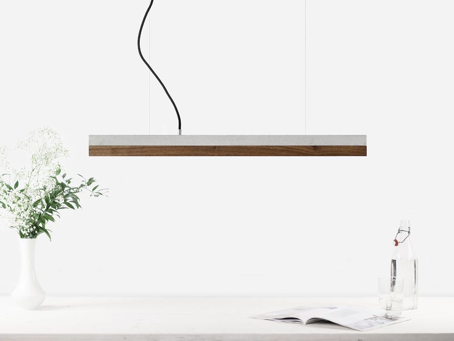 [C2] Concrete & Walnut Pendant 92CM