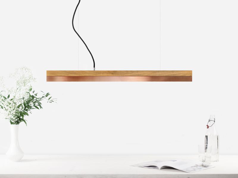 [C2o] Oak Wood & Copper Pendant 92CM