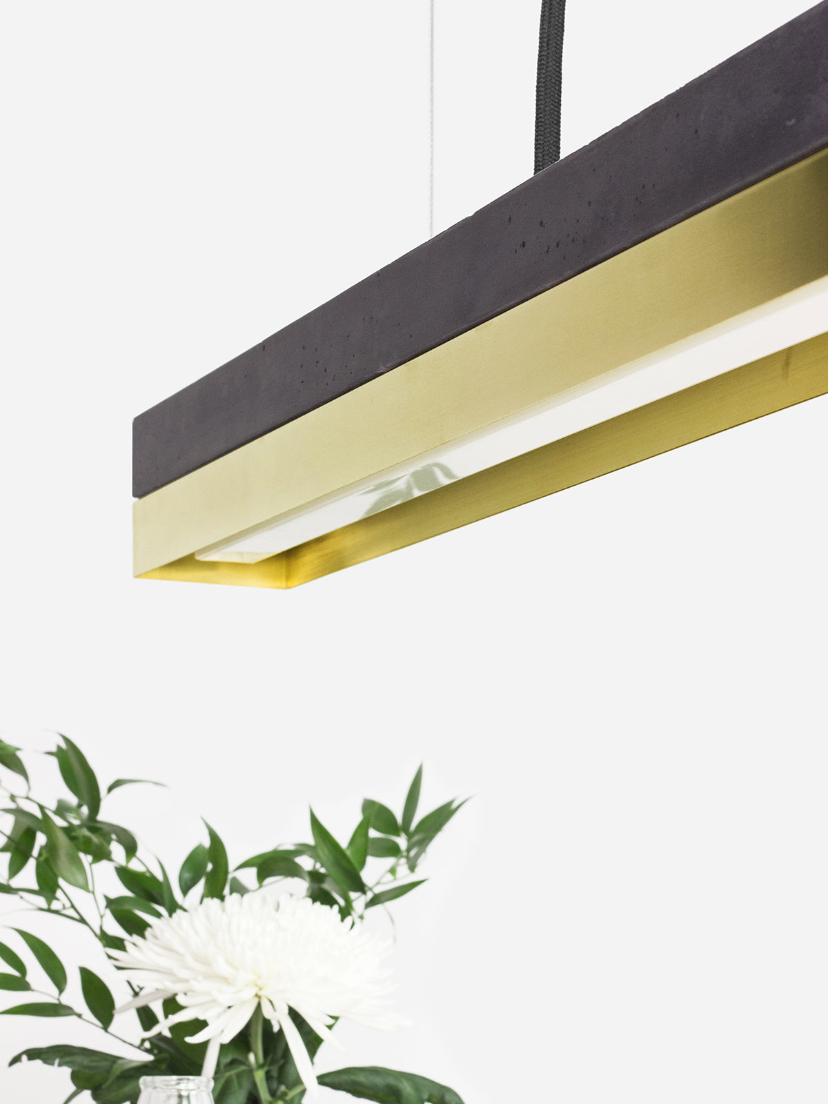 [C2] Concrete & Brass LED Small Pendant 92CM