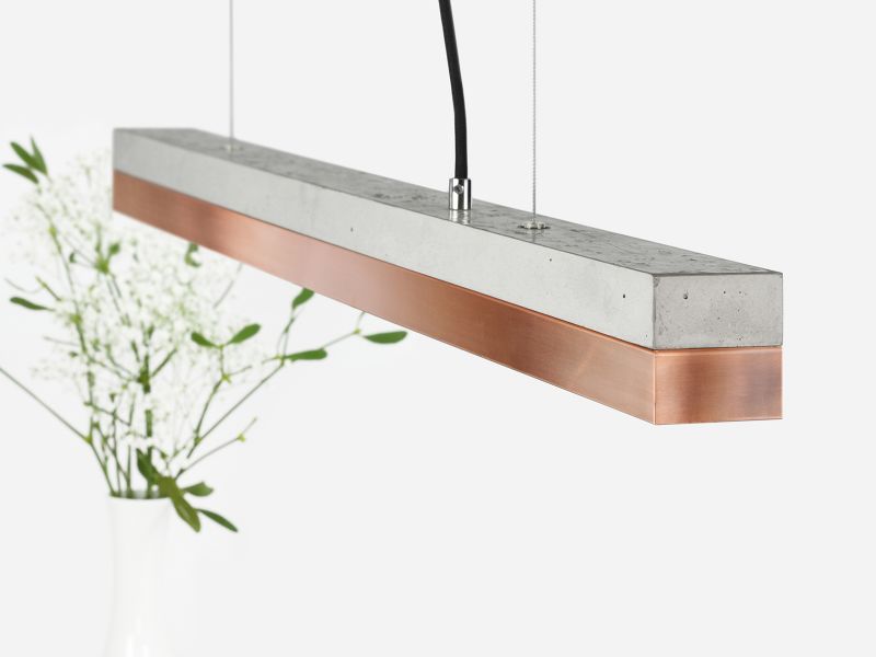 [C2] Concrete & Copper LED Small Pendant 92CM
