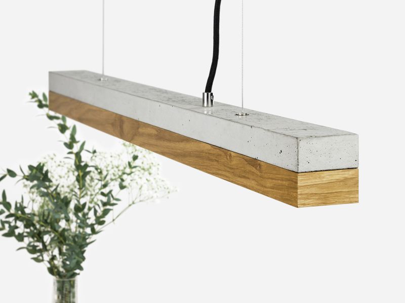 [C2] Concrete & Oak Pendant 92CM