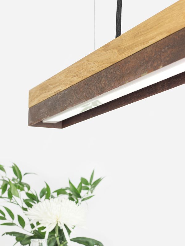 [C2o] Oak Wood & Rust Corten Steel Pendant 92CM