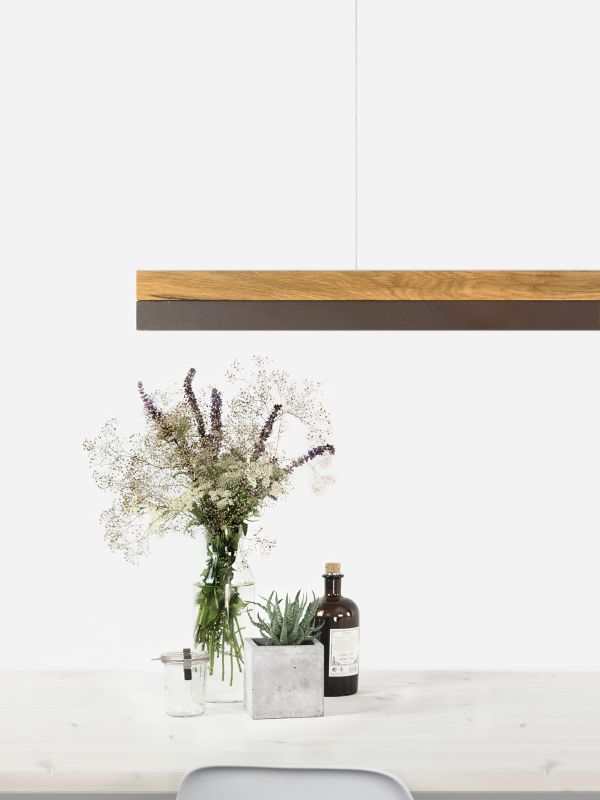 [C3o] Oak Wood & Rust Corten Steel Pendant 182CM