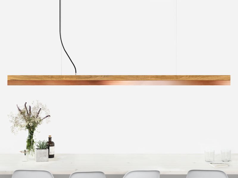 [C3o] Oak Wood & Copper Pendant 182CM