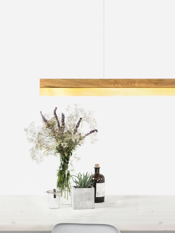 [C3o] Oak Wood & Brass Pendant 182CM