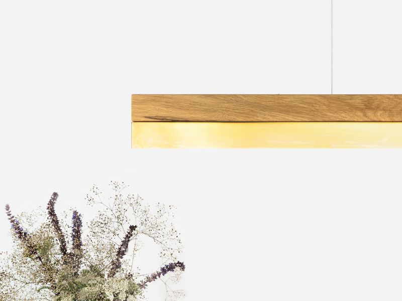 [C3o] Oak Wood & Brass Pendant 182CM