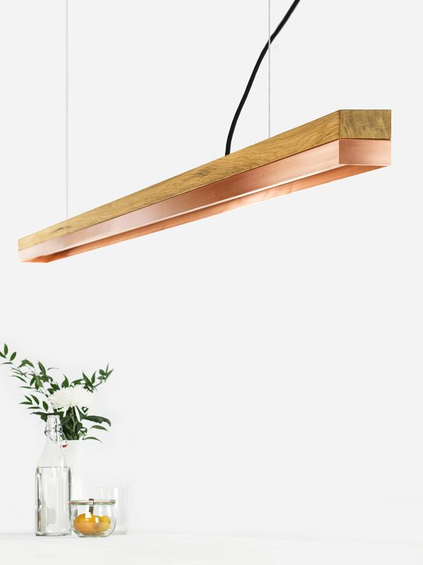 [C3o] Oak Wood & Copper Pendant 182CM