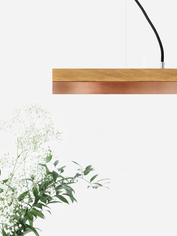 [C3o] Oak Wood & Copper Pendant 182CM