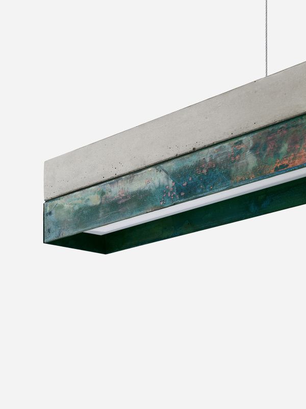 [C2] Concrete & Oxidised Copper Pendant Light 92CM
