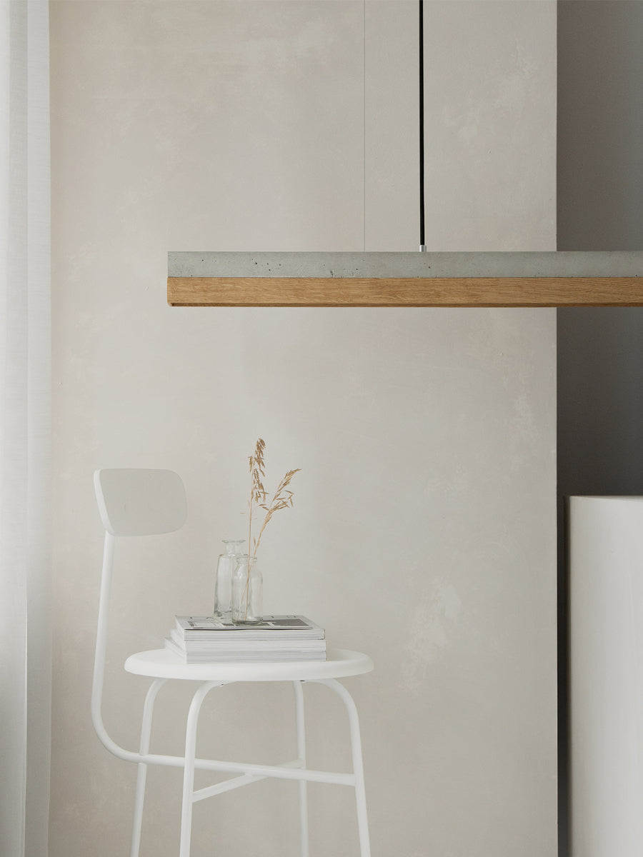 [C1] Concrete & Oak Pendant Light 122CM