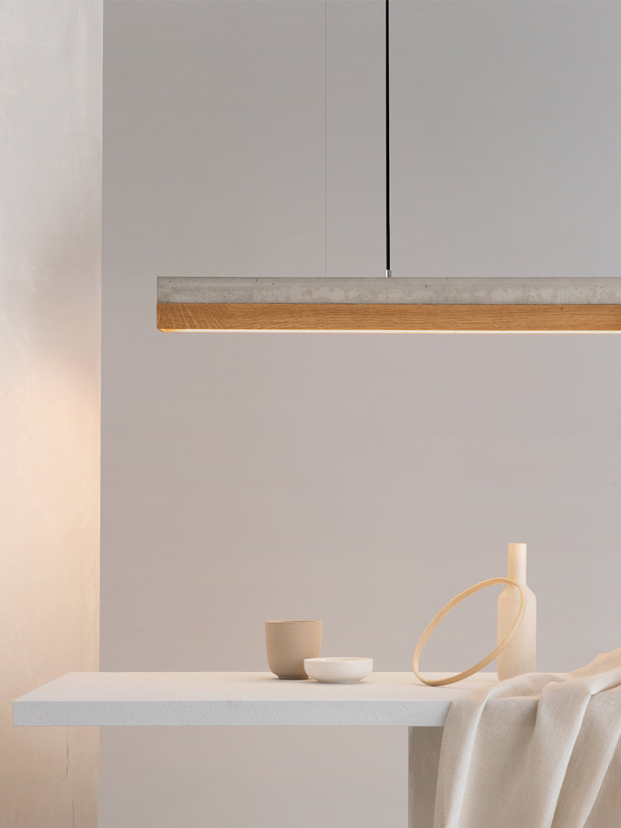 [C1] Concrete & Oak Pendant Light 122CM